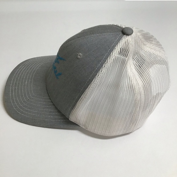 Get Reel Snapback Fishing Hat Cap Mesh Back Marlin Gray Aqua Blue Deep Sea FL - Picture 11 of 14